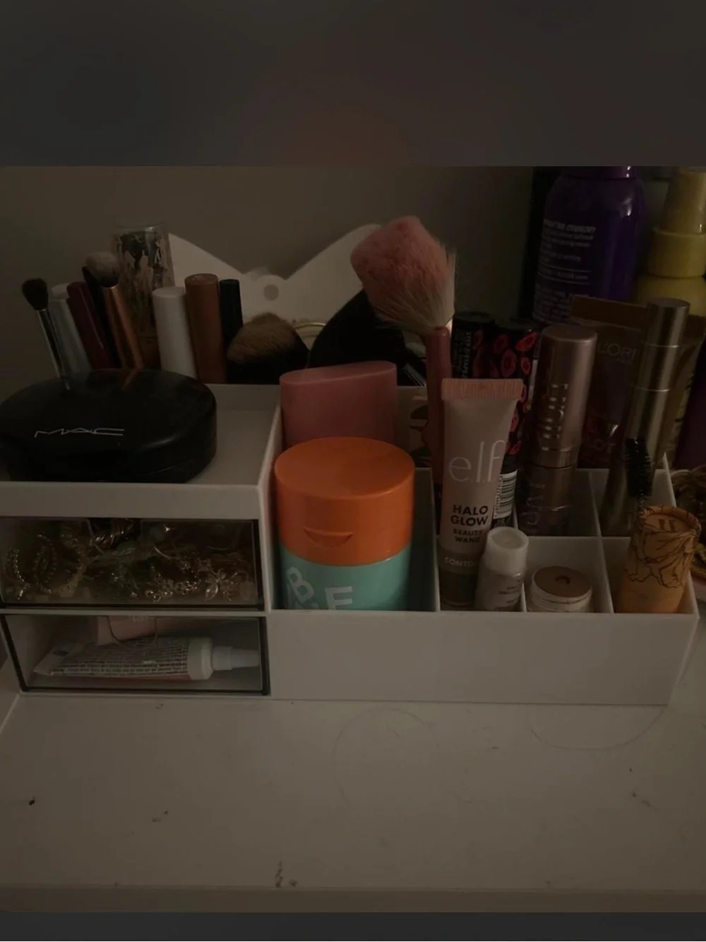 White Cosmetic Organizer Caddy for Makeup and Accessories
